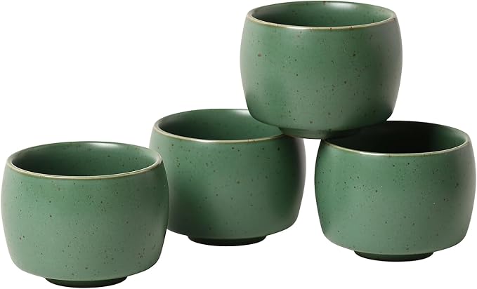 Rural Style Small Ceramic Espresso Cups Set of 4 Coffee Mugs 5oz Green | Tea by NCQIXIAO