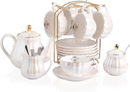 Sweejar Porcelain Tea Sets British Royal Series, 8 OZ Cups& Saucer Service by Sweejarco1949