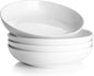 DOWAN 8.5" Pasta Bowls Set of 4, 30oz White Ceramic Shallow Dinner Bowls for Salad, Soup & Pasta, Stackable and Easy to Clean, Ideal for Everyday Use & Housewarming Gift(Soft White)