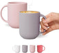 12 oz Ceramic Coffee Mug, Matte Pink White Gray Coffee Mug by BOWLBOWL
