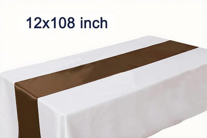 Satin Brown Table Runners 10 Pack 12 x 108 Inches Polyester - Image 3