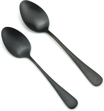 JASHII Modern Royal 5 Pcs Matte Black 18/10 Stainless Steel Utensils Cutlery Dinnerware Set w/Drinking Straw, Knife Fork and Spoon Flatware Set for Wedding Festival Christmas Party Service for 1