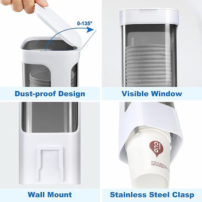 Cup Dispenser, Wall Mount Water Cooler Cups Holder Fit 3-5oz Cup | Fit Paper & - Image 4