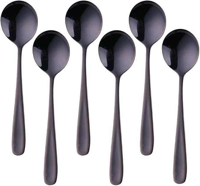 Buyer Star Bouillon Spoon Sets, 7-Inch Round Soup Spoons, Stainless Steel by BuyerStar
