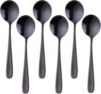 Buyer Star Bouillon Spoon Sets, 7-Inch Round Soup Spoons, Stainless Steel by BuyerStar