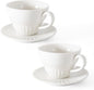 4 oz White Espresso Cups Set of 2, Ceramic Cappuccino Cups by YINUOWEI