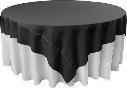 LA Linen Polyester Poplin Washable Square Tablecloth, Stain and Wrinkle Resistant Table Cover 90x90, Fabric Table Cloth for Dinning, Kitchen, Party, Holiday 90 by 90-Inch, Black,TCpop90x90_BlackP24