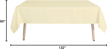 sancua Rectangle Tablecloth - 90 x 132 Inch - Water Resistant Spill Proof Washable Polyester Table Cloth, Decorative Fabric Table Cover for Dining Tables, Buffet Parties and Camping, Beige