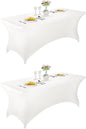 LZY Spandex Table Covers 6 Feet, Stretch/Fitted Table Covers for 6 Feet Folding Table, Rectangular Spandex Table Cloths for Wedding Party or Event (6FT-2PCS, White)