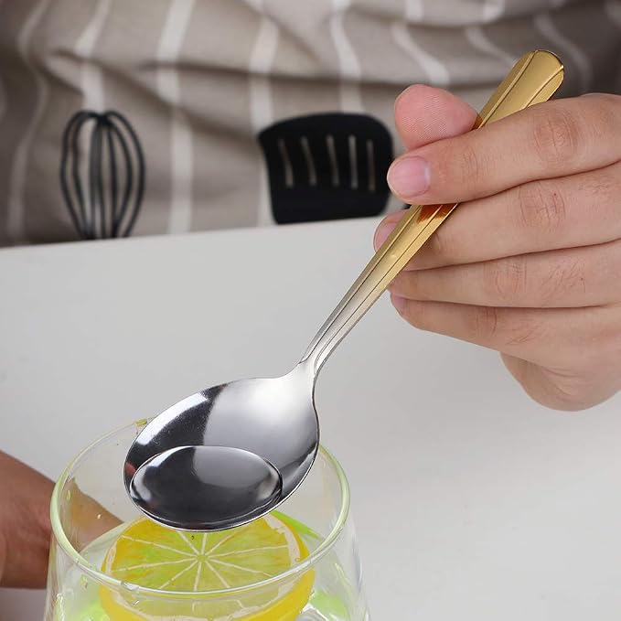 Bouillon Spoons Set of 12, 5.9 Inch Stainless Steel Soup Spoon, Metal Round - Image 2