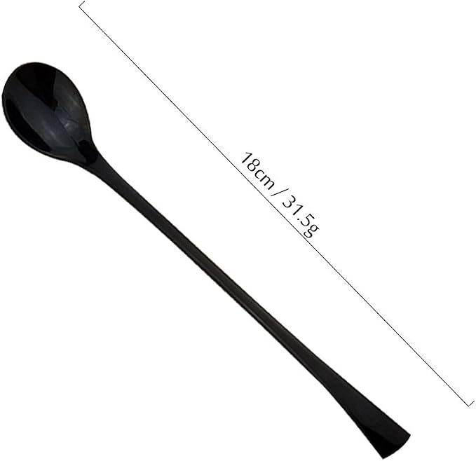 JASHII 18/10 Stainless Steel 4 Piece Mirror Polished Black Long Handle Ice - Image 2