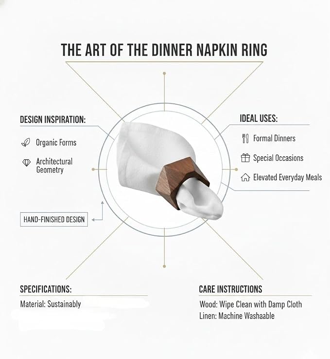 Classic Handmade Napkin Rings Set, Dining Table Holders - Image 2