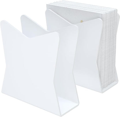 SILUT 2 Pack Napkin Holder for Table, Acrylic Napkins Holder, Compact Napkin Dispenser for Kitchen Table, Cocktail Napkin Holder for Bar, Banquet, Restaurant, Freestanding Napkins Holder - White