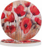 Poppy Flowers Cup Coasters Set of 2 Watercolor Oil Painting Style Beautiful Blossom Wooden Table Apartment Decor 100% Diatomite for Drinking Glasses,4 Inches