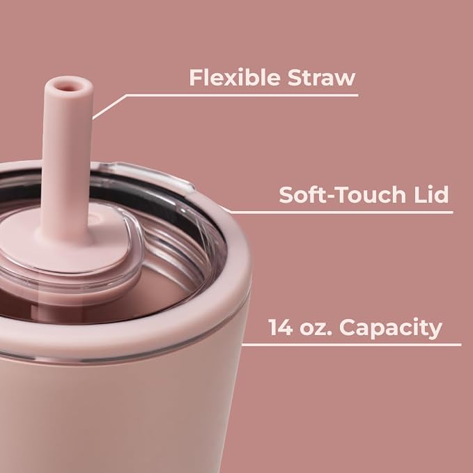 HydroJug Everyday Tumbler 14 oz, Ceramic-Lined Straw Cup, Dusty Rose - Image 4