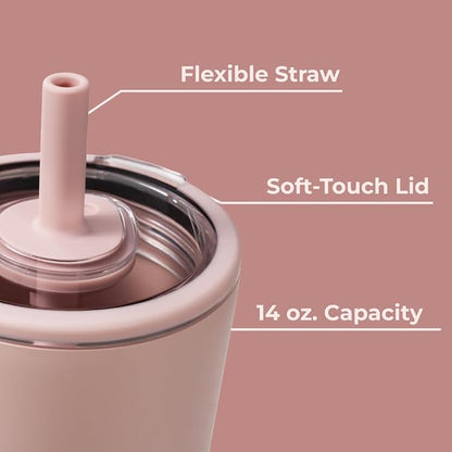 HydroJug Everyday Tumbler 14 oz, Ceramic-Lined Straw Cup, Dusty Rose - Image 4