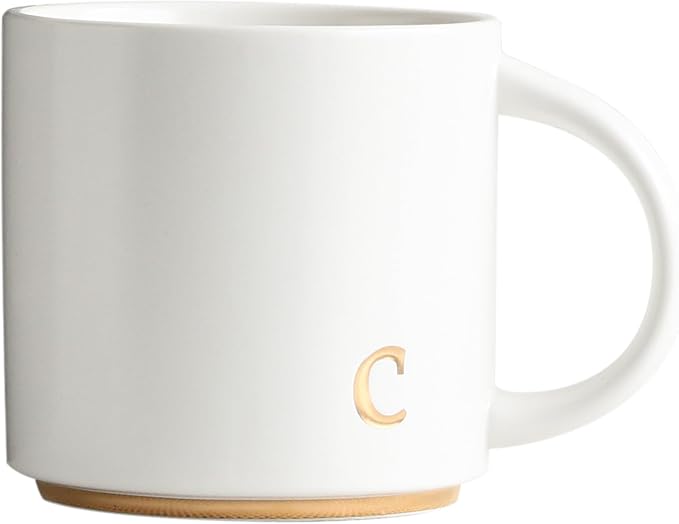 COLLECTIVE HOME Ceramic Coffee Mug, 15 oz Monogram Cup by COLLECTIVEHOME