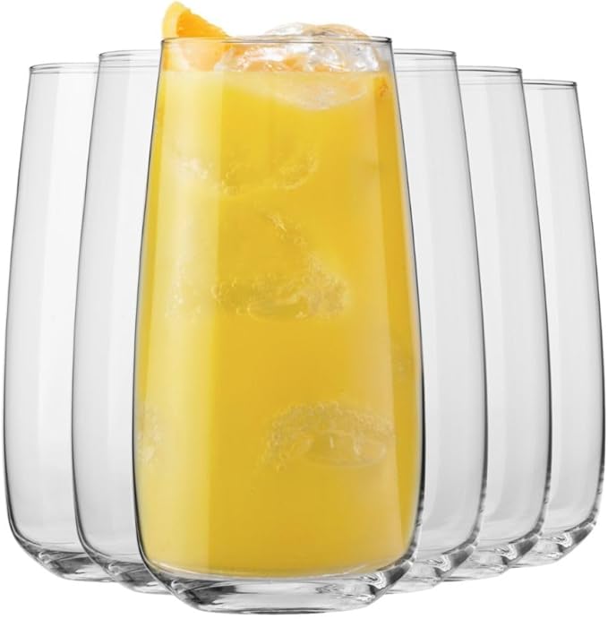 Krosno glasses for water, iced tea Elegant design | Set of 6 | Capacity 23.7 Fl by Krosno