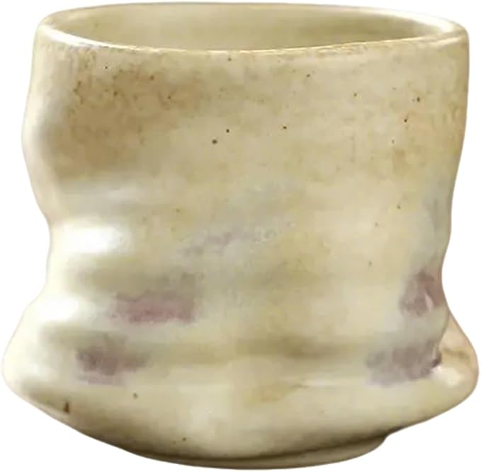 Unique Glaze Coffee Cups Set, Handleless Teacup Retro Coarse Ceramic Mugs by CZMYCBG