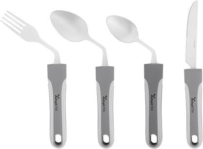 Restaurantware Adaptive Cutlery 1 Set 9.84 x 5.12 x 1.57 Inches Stainless Steel Ergonomic Utensils Non-Slip Wide-Handle Gray Utensils For Arthritis And Limited Mobility