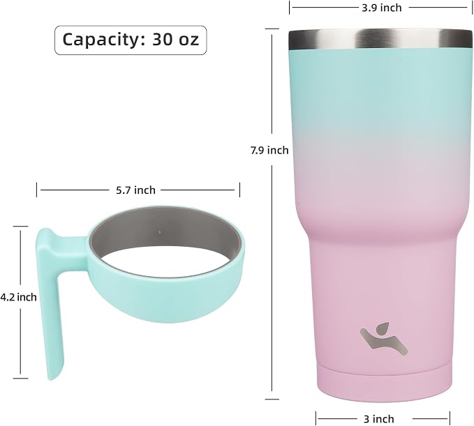 Konokyo 30 oz Tumbler with Handle and Straw, Insulated Travel Mug | Matcha - Image 4