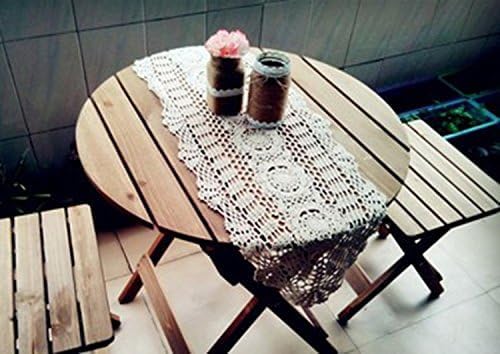 Laivigo Handmade Crochet Lace Oval Lucky Flower Tablecloth Table Runner Doilies - Image 4