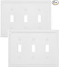 2-Pack Triple Toggle Light Switch Cover Plate, Pearls Decorative Switch Plate Covers, Pure White 3 Gang Metal Wall Plate, Corrosion Resistant