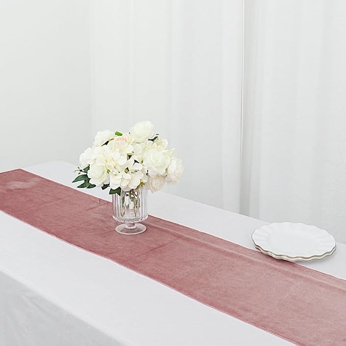 Balsa Circle 10 pcs 12x108-Inch Dusty Rose Premium Velvet Table Runners Wedding - Image 4