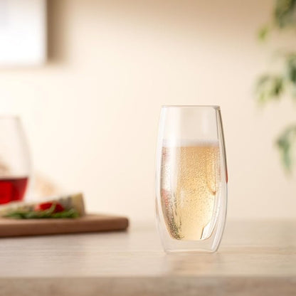 Bodum Skal Champagne Glass, Double Wall, High-Heat Borosilicate Glass, Set of 2