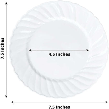 Efavormart 12-Pack 7.5" White Flair Rim Plastic Salad Dessert Plates, Elegant - Image 3
