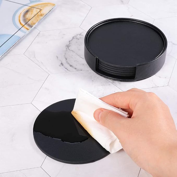 6 Packs PU Leather Coasters for Drinks - Image 5