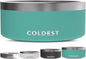 Coldest Dog Bowl - Anti Rust Metal, Non Slip, 3 Layers Insulated Stainless Steel Dog Bowls - Spill Proof & Heavy Duty - Water Bowl for Dogs, Cats & Pets, Dish Washer Safe (100 oz, Terraform Green)