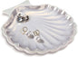 AISBUGUR Shell Ring Holder Dish, Shell Jewelry Tray, Trinket Dish, Cute Decorations for Coastal Home Decor, Bathroom Decor, 5.5", White