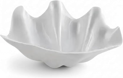 Coastal White Shell Serving Bowl, 20 oz Medium Plastic Dishes for Snacks, Candy, Nuts, Dips, Jewelry, Keys, Soap – Kitchen, Tabletop, Parties & Beach-Themed Decor (1 PACK)