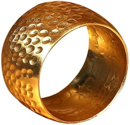 Metal Napkin Rings Set of 12 – Handmade Curved Napkin Holders in Shimmer Gold, Elegant Table Décor for Weddings, Dinner Parties, Family Gatherings & Everyday Use