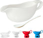 20 OZ Gravy Boat - White Meat Sauce Boat With Spoon - Perfect for Gravy, Sauces and Syrups, Salad Dressings, Creamer, Broth, and More Server