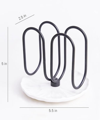 VROOMIUM Napkin Holder for Table, Effortless Cleaning Ceramic Base, 1 lb Weight, Black Napkin Holders for Paper Napkins, Servilleteros para Mesas