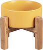 Ceramic Elevated Raised Cat Bowl with Wood Stand No Spill Pet Food Water Feeder Cats Small Dogs