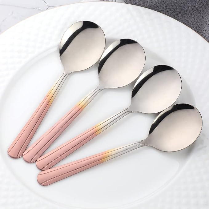 Bouillon Spoons Set of 12, 5.9 Inch Stainless Steel Soup Spoon, Metal Round - Image 3