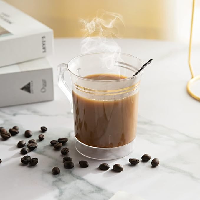 Nervure 60 Pack Clear Gold Plastic Coffee Mugs - Image 7