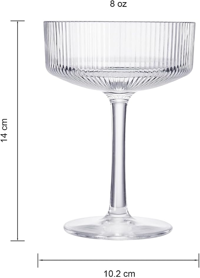 Khen Vintage Art Deco Shatterproof Coupe Martini Cocktail Glasses, 8 oz Clear - Image 9