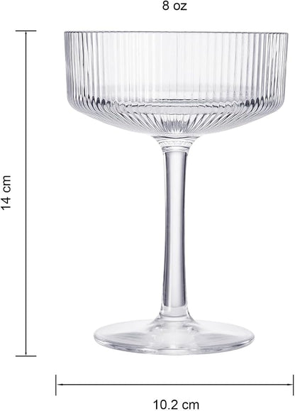 Khen Vintage Art Deco Shatterproof Coupe Martini Cocktail Glasses, 8 oz Clear - Image 9