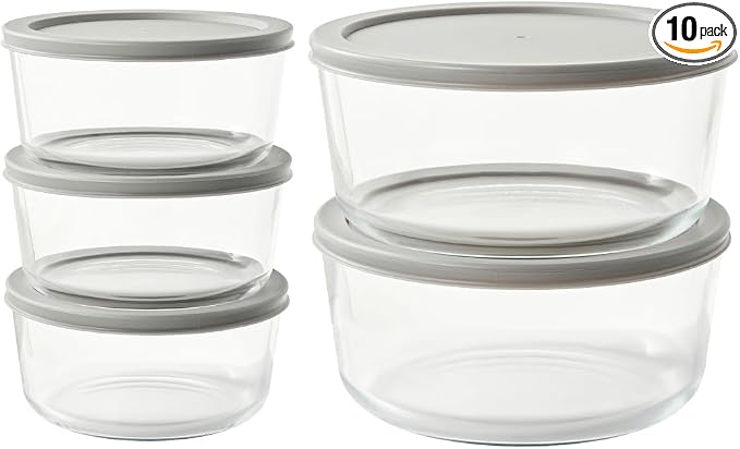 10-Piece Glass Food Storage Containers Set | 4-Cup & 6.5-Cup, Leakproof | by DuraLiving