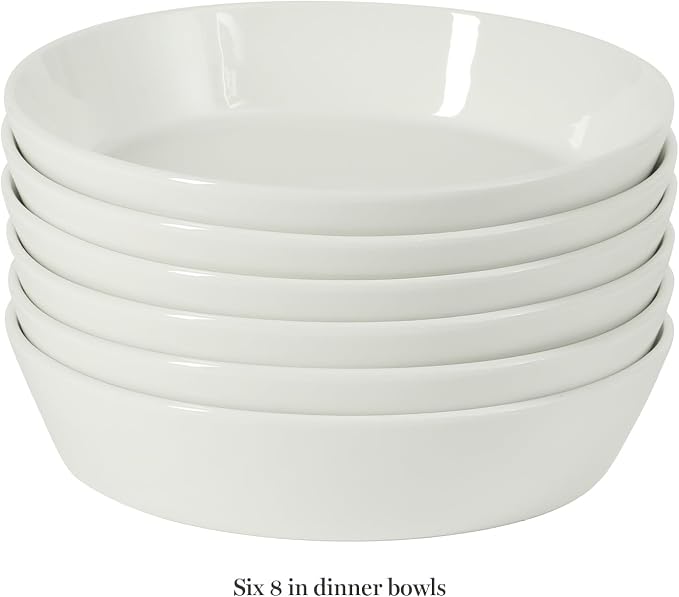 Martha Stewart Selma Pasta Bowls Set of 6, 43oz White Porcelain Soup Bowls & - Image 3