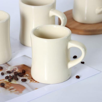 harebe Retro Coffee Cup Set of 4, 10 OZ Heavy Classic Ceramic Diner Mugs Set - Image 6