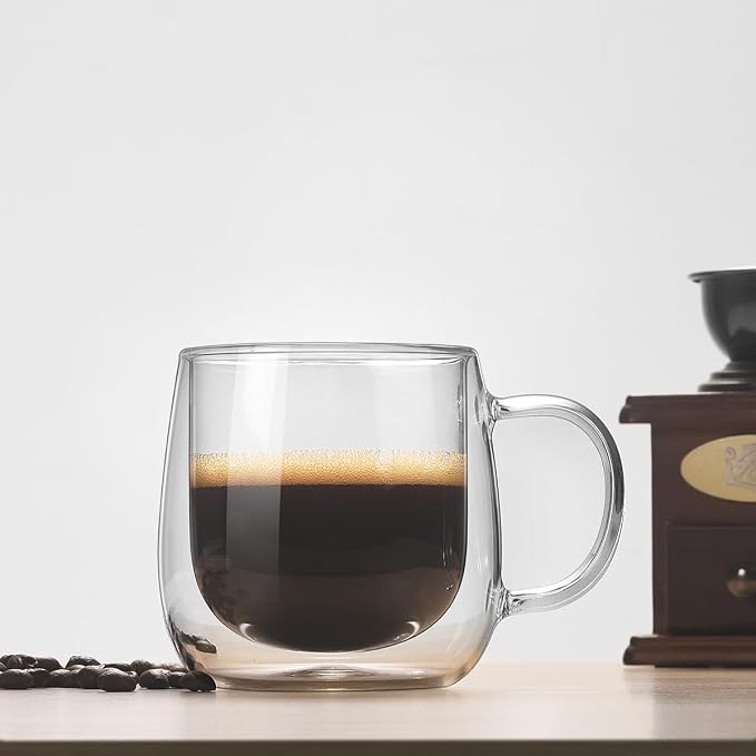 Large Double Walled Glass Coffee Mugs Beer Cups 24oz set of 2, Insulated Clear - Image 4