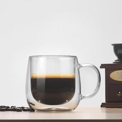 Large Double Walled Glass Coffee Mugs Beer Cups 24oz set of 2, Insulated Clear - Image 4