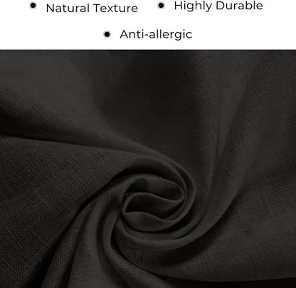 D'Moksha Homes Linen Black Table Runner 48 Inches - 100% Pure Linen Small Table Runner 14 x 48 Inch for Coffee Tables, Dresser, Spring, Easter - Machine Washable