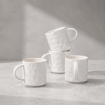 HaWare Coffee Mugs Set of 4, 14 Ounce, Speckled White | Stoneware Latte Mugs by HaWare