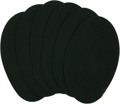 6 Pack Woven Placemats Fabric Tablemats, 12x16 inches Plate Chargers Cotton Weave Placemat Oval Braided Rattan Tablemats for Kitchen Dining Table Outdoor Party Wedding Decoration (Black)